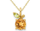 4/5 Carat (ctw) Citrine and Peridot Orange Pendant Necklace in 14K Yellow Gold with Chain
